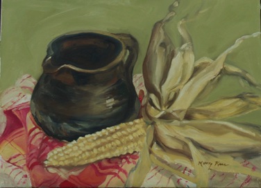 Grandmom's Pitcher with Corn
oil on paper
9” x 12”